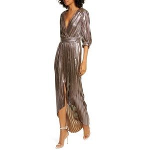 ba&sh Pacey Metallic Dress In Gold, Sz Small